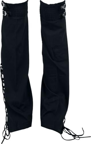 Gothicana by EMP Damen schwarze Beinstulpen mit Schnürungen und Schnallen