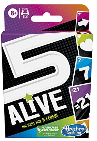 Hasbro Gaming Five Alive Kartenspiel, schnelles Strategiespiel für Kinder ab 8 Jahren und die ganze Familie, spannendes Kartenspiel und praktisches Reisespiel für unterwegs