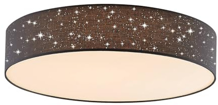 Lindby LED Deckenleuchte Ellamina dimmbar mit Leselampe (Modern) in Schwarz aus Textil (1 flammig,) - Lampe Deckenlampe Wohnzimmerleuchte