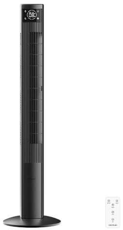 Cecotec - Ventilatore a torre EnergySilence 9090 Skyline Ionic da 119 cm, 45 W, ionizzatore, schermo LED touch, telecomando, 3 modalità e velocità, timer 12 ore, oscillazione 70º,Altezza 47,Grigio