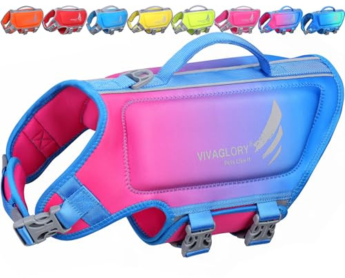 VIVAGLORY Hunde Schwimmweste High Buoyancy Hundeschwimmweste, M, Pink Blau