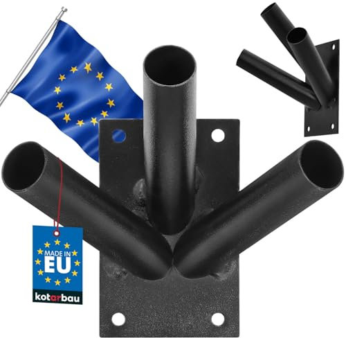 KOTARBAU® Soporte para Banderas de 3 Capas atornillado 70x110 mm Soporte para mástil de Bandera Bandera con Recubrimiento en Polvo Negro Soporte para Banderas Soporte para Pared Soporte para Bandera