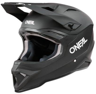 O'NEAL | Motocross-Helm | Kinder | MX Enduro | ABS-Schale, Komfort-Innenfutter, Lüftungsöffnungen für optimale Belüftung & Kühlung | 1SRS Youth Helmet SOLID V.24 | Schwarz | Größe L