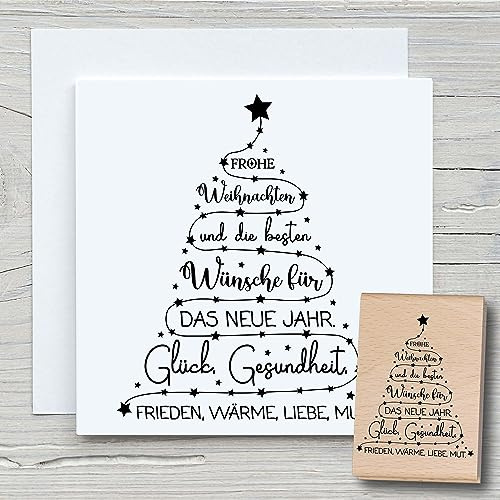 NEWSTAMPS Stempel Tanne Schrift 02 Motivstempel aus Holz & Gummi zum Karten und Geschenke basteln, Holzstempel für Weihnachtskarte, Advent, Schrift, Scrapbook, Textilstempel, Deko, Freunde