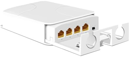 Davuaz Extensor PoE Gigabit para exteriores, extensor PoE+ 1 en 3 salidas con 1000 Mbps, hasta 30 W, compatible con IEEE802.3af/at, impermeable IP66, extiende 100 m adicionales, Plug & Play, repetidor