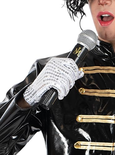 Funidelia | Michael Jackson Mikrofon und Handschuh für Herren Popmusik, Musikgruppen, Sänger, 80er Jahre - Zubehör für Erwachsene, Zubehör für Kostüm - Gold