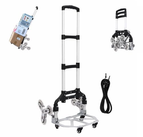 Monte-escalier pliable, chariot d'escalier extensible, 70 kg, avec patins antidérapants, corde élastique, diable pliable, diable de transport, chariot de transport et diable à main