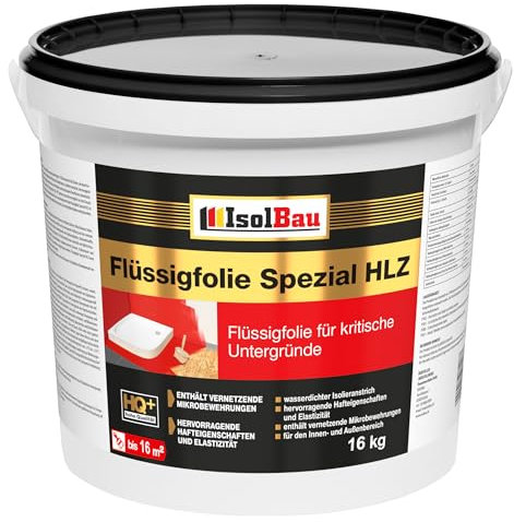 Flüssigfolie HLZ 16kg - Dichtfolie für kritische Untergründe - Wasserdichte Abdichtung für innen & Außenbereich - für Wand & Boden - Balkonabdichtung, Wasserstop, für Fliesen und Holz