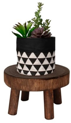 Mini Sgabello in Legno Espositore Rotondo Decorativo Mensola per Fiori Bonsai Rack Giardino Vaso per Piante Supporto per Alzata Moderno Supporto per Piante per Interni Casa Comodino(Marrone/17*9 cm)