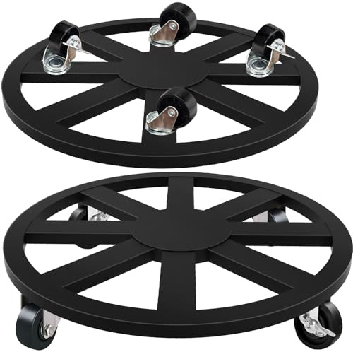 PIKAMAO 2 Pack Plant Caddy with Wheels, 12'' Heavy Duty Rolling Plant Stand with 360° Wheels Metal Plant Rollers Plant Dolly with Lockable Caster for Outdoor Indoor Plant Flower Pots