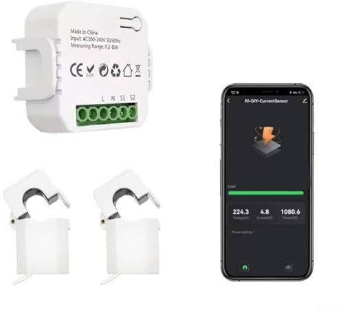 Compteur d'énergie intelligent Wi-Fi, application 80 A W/h moniteur d'électricité en temps réel/compteur d'énergie, automatisation sûre, pour maisons, hôtels (2CT)