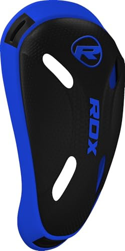 RDX Groin Cup for MMA, Boxing, Training and Muay Thai Protector Shield with Ventilated holes for Air Flow used for Boys Men Kickboxing, BJJ, Karate, Martial Arts, Combat Sports (BLUE, STANDARD)
