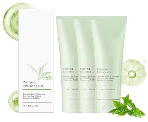 Greteam Purifying Exfoliating Gel, Deep Cleansing Face and Body Exfoliating Scrub Gel, Moisturizing Enzymes Cleanser for Men and Women, 60ML, 3 PCS