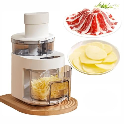 Household Electric Vegetable Chopper,300W Electric Grater Vegetable Shredder,4-in-1 Meat Slicer Machine with 4 Replaceable Blades and Storage Box, for Home of Vegetable &Meat Preparation