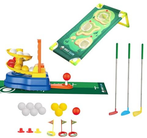 Fenteer Kids Golf Set Sport Toys Active Exercise,Educational,Training Golf Toy Indoor Outdoor for Kids 3 4 5 Years Old Gifts, Style A