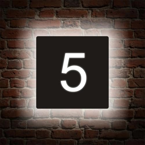 Letrero LED iluminado personalizado, número de casa LED moderno, placa de dirección de casa personalizada, letrero de número de dirección personalizado (4)