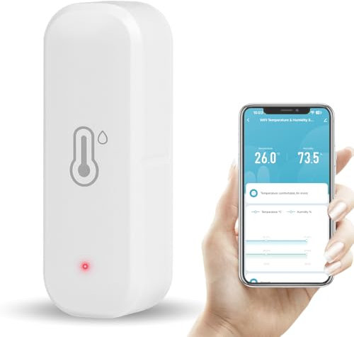 OMCGG WiFi Hygromètre Thermomètre Capteur, Thermomètre et hygromètre WiFi intelligent capteur Wi-Fi Surveillance à Distance Compatible avec Tuya Smartlife pour la Maison la Cave à Vin la Serre Cave