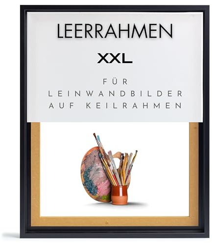 NB Akzent Schattenfugenrahmen XXL 80x80 cm - Schwarz – Leerrahmen mit Tiefeneffekt aus MDF Holz in zerlegter Form – für Leinwandbilder auf Keilrahmen