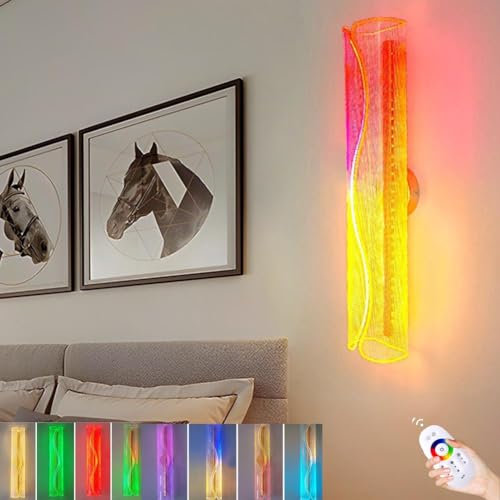 LOGT 60CM LED Lange Wandleuchte Innen RGB Dimmbar Wandlampe mit Fernsteuerung Deko Ambientelicht Mehrere Modi Stimmungslicht Farbwechsel Wandlampen Indoor Runde Gebogene Design für Party Gaming Lichte