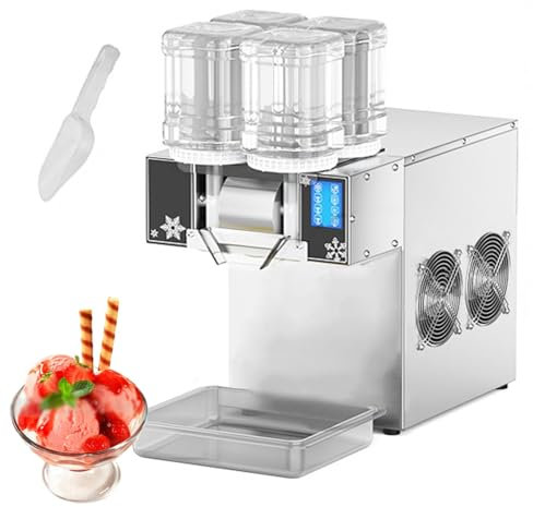 Macchina per ghiaccio tritaghiaccio elettrica a forma di fiocco di neve con 4 cilindri per materie prime e velocità regolabili per bancone da bar, cocktail, attrezzatura per negozi di dolci