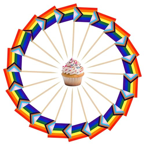 Fogcosy 100 Rainbow Pride Day Toothpicks - Mini LGBT Cupcake Toppers, Mardi Gras Events Party Decor