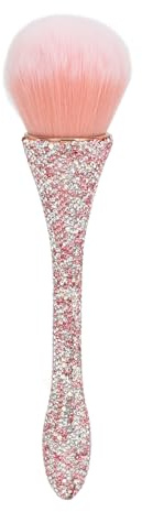 Nail Dust Cleansing Brush Soft Nylon Hair Comfortable Grip Prevent Deformation Loose Powder Brush for Nail Salon Use ABS Nylon Hair (Rosy)