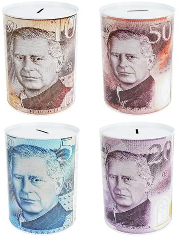 My First Million Money Tin - King Charles Design - 15cm x 10cm, Savings, Coin Box, Novelty Item For Saving Birthday Money, Cash Coin Box, Tinplate, Pound Sterling