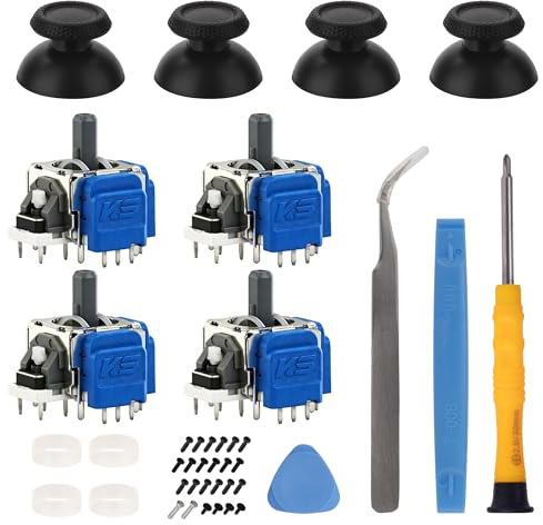Avericht Joystick TMR pour manette PS5 – Kit de réparation électromagnétique anti-dérive pour manette PlayStation 5 DualSense avec capuchons et outils (Pack de 4)