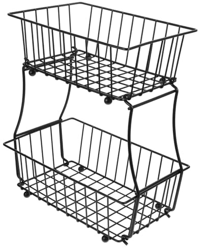 ULTECHNOVO Metálica de Organizador de Encimera para Cocina Cesta Desmontable para Frutas Pan y Verduras con Estructura de Alambre Aireada Resistente y Fácil de Limpiar