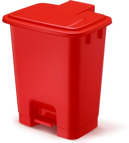 Yiyiring 1pcs 5 Gallon Red Step on Trash Can Hands-Free Waste Bin with Odor Control Lid Touchless Sanitary Use Garbage Can for Lab Dental Home Clinic Office