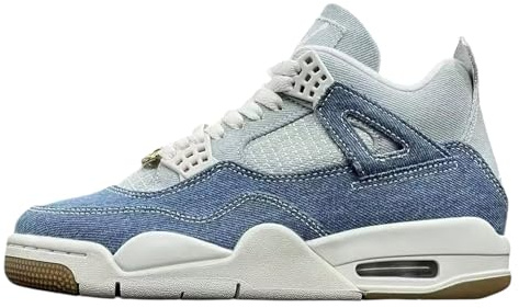 Sneaker retrò Jordan 4, colore marrone chiaro/blu consumato/blu