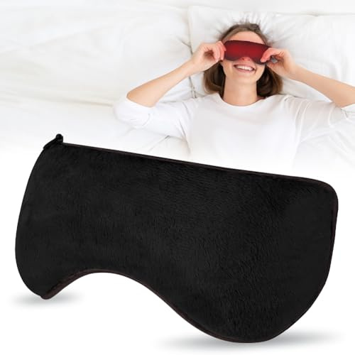 AOOWU Varm ögonkompress, återanvändbar, uppvärmd ögonmask med tvättbart plyschöverdrag, uppvärmd mask för ögontrötthet, tvättbar, lindrar svullna ögon och mörka ringar