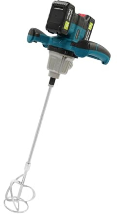 Farb Mörtelrührer, Professioneller 21V Akku-Mörtelrührer, Betonmischer 1200W Kabellos, 65Nm, 6-Gang, für Farbe, Beton, Zement mit 2 Akkus & Ladegerät