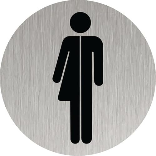 M-ITALY CARTELLO SEGNALETICO ROTONDO - Toilette all gender - Adesivo Extra Resistente, Pannello in Forex, Pannello In Alluminio (Alluminio, 10 cm)
