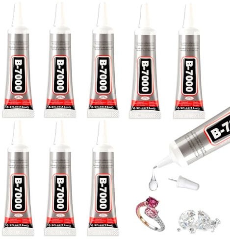 8 Pcs 15ml B7000 Glue Clear with Precision Tip,Multi-Purpose Glue,Fast Repair and Quick Drying, for Rhinestones Crafts Phone Jewelry Fabric Leather Wood Glass Meta