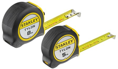 STANLEY Twin pack flexómetros Tylon 5m/8m para profesionales y manitas, fijación fiable, estándar técnico