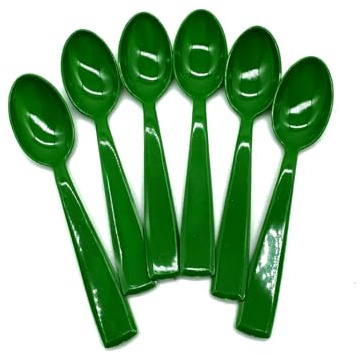 6 Stück Löffel Eislöffel Plastiklöffel Espressolöffel Mokkalöffel, 10 cm lang aus geprüften Kunststoff, Mehrwegbesteck, Farbe grün