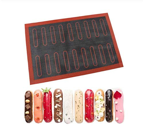 18/20/44 Eclair Pastry Non Stick Silicone Mat Baking Liner Sheet Macaron Cookie Tart Bread Cake Mold for Baking Accessories Confectionery Tools, Bakeware Mat,Cake Loaf Baking Mould (18 Eclair)
