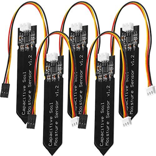 AZDelivery 5 x Sensore di Misurazione Umidità del Suolo Igrometro Modulo Capacitivo V1.2 compatibile con Arduino incluso un E-Book!