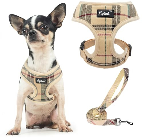 PUPTECK Dog Harness Small Dog Soft Mesh Pet Puppy Cat Comfort Padded Vest No Pull Harnesses and Leash Set