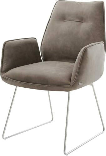 Polsterstuhl Zoa-Flex Kufengestell Edelstahl Mikrofaser Taupe Vintage Taschenfederkern