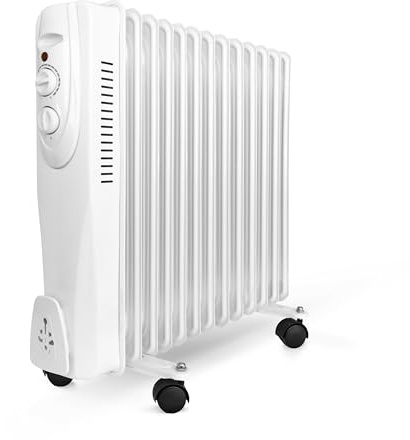 UNIVERSALBLUE | Radiador de aceite | 2500W | Color blanco | 13 Elementos calefactores | 3 Potencias | Silencioso | Sistema de seguridad | Termostato ajustable | Envío 24h-48h (laborables)