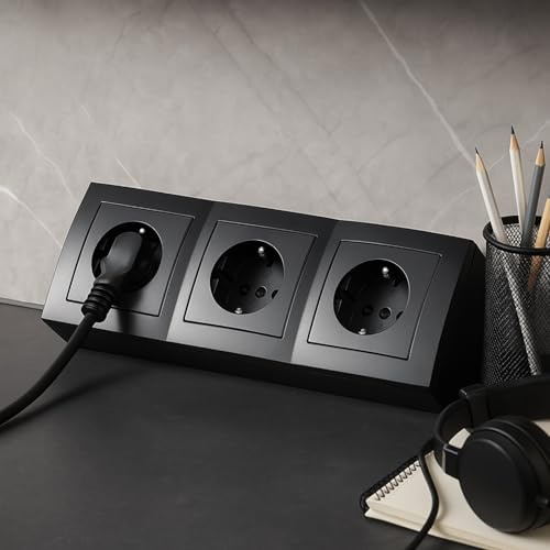Steckdosenleiste 3-Fach, Netzkabel, Serie T1 anthrazit