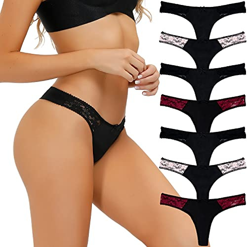 COMSOFT Damen Mikrofaser Low Rise Tanga Höschen T Back Strings von 7 (Tanga Höschen B,S)