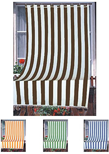 Home Tresor - Tenda da Sole da Esterno per Balcone/Terrazzo/Veranda con Anelli e Ganci per Applicazione, Resistente e Lavabile, 100% Poliestere, A righe Marrone cm. 140x250