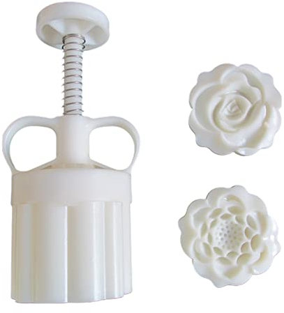 SueaLe Mooncake Mould, Moon Cake Maker with Mode Rose Lotus Mid-Autumn Festival Hand-Pressure DIY Cake Mold Traditional Chinese Auspicious