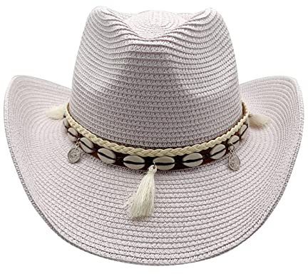 Willheoy Cowboyhut Strohhut Damen Herren Sonnenhut Sommer Strandhut Westernhut Panama Hut Unisex Cowboy Hut Faltbar Strohhut Krempe Sommerhut