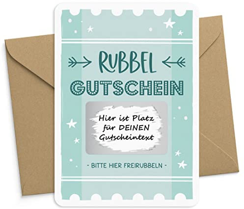 Rubbelkarte Gutschein zum Selbstbeschriften – Kreative Geschenkidee für Geburtstag, Weihnachten, Valentinstag – A6 Karte mit Rubbelsticker – DIY Gutschein von Kuschelich
