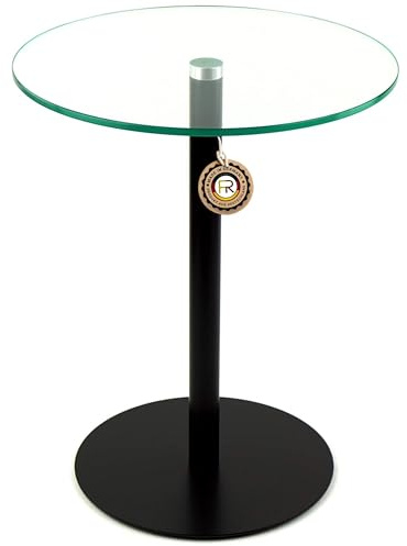 freeroom24 Designer Beistelltisch Glas Schwarz Matt 50x50x40cm - Wohnzimmertisch - Stabiler Couchtisch - praktischer Coffee Table rund - Kleiner Kaffeetisch - Glastisch - Sofatisch - Made in Germany