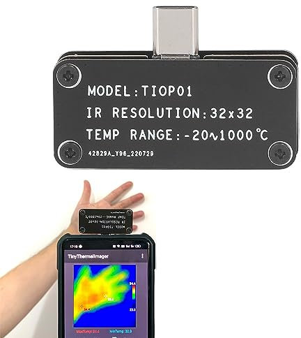 Thermal Camera For Smartphones, 32X32 Night Vision Thermal Imaging Camera For Android, Phone Thermal Imager with Multi Color Modes, High/Low/Center Temperatures